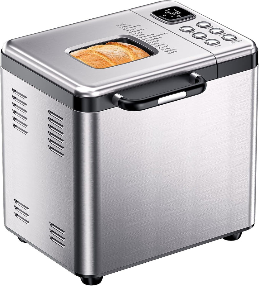 2LB Stainless Steel Bread Maker Machine, 17‑in‑1 Automatic Programmabl ...